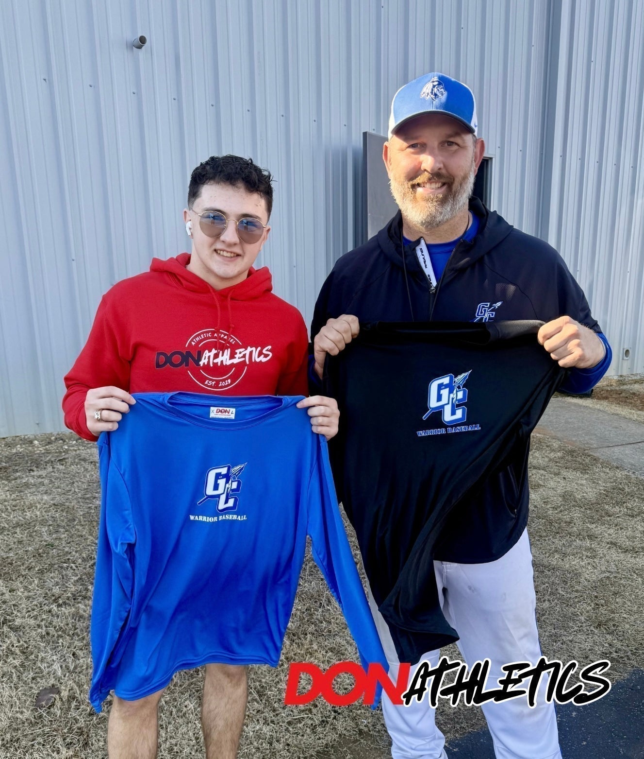 Don Athletics Founder and CEO, Kacedon Smith, on left with Gordon Central Baseball Head Coach, Kendall Pickens, on right  